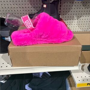 UGG Pink Fluffy Slippers